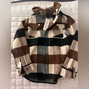 Janie and Jack Brown Plaid Button-Up Jacket